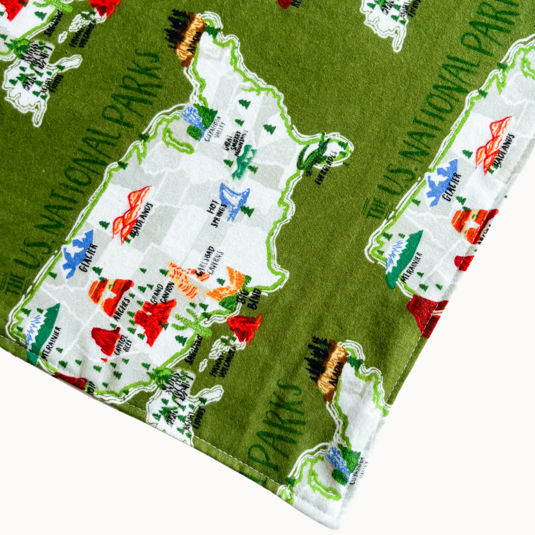 Parker Dog Bandana | National Parks Camping Adventure Scarf: Green / L