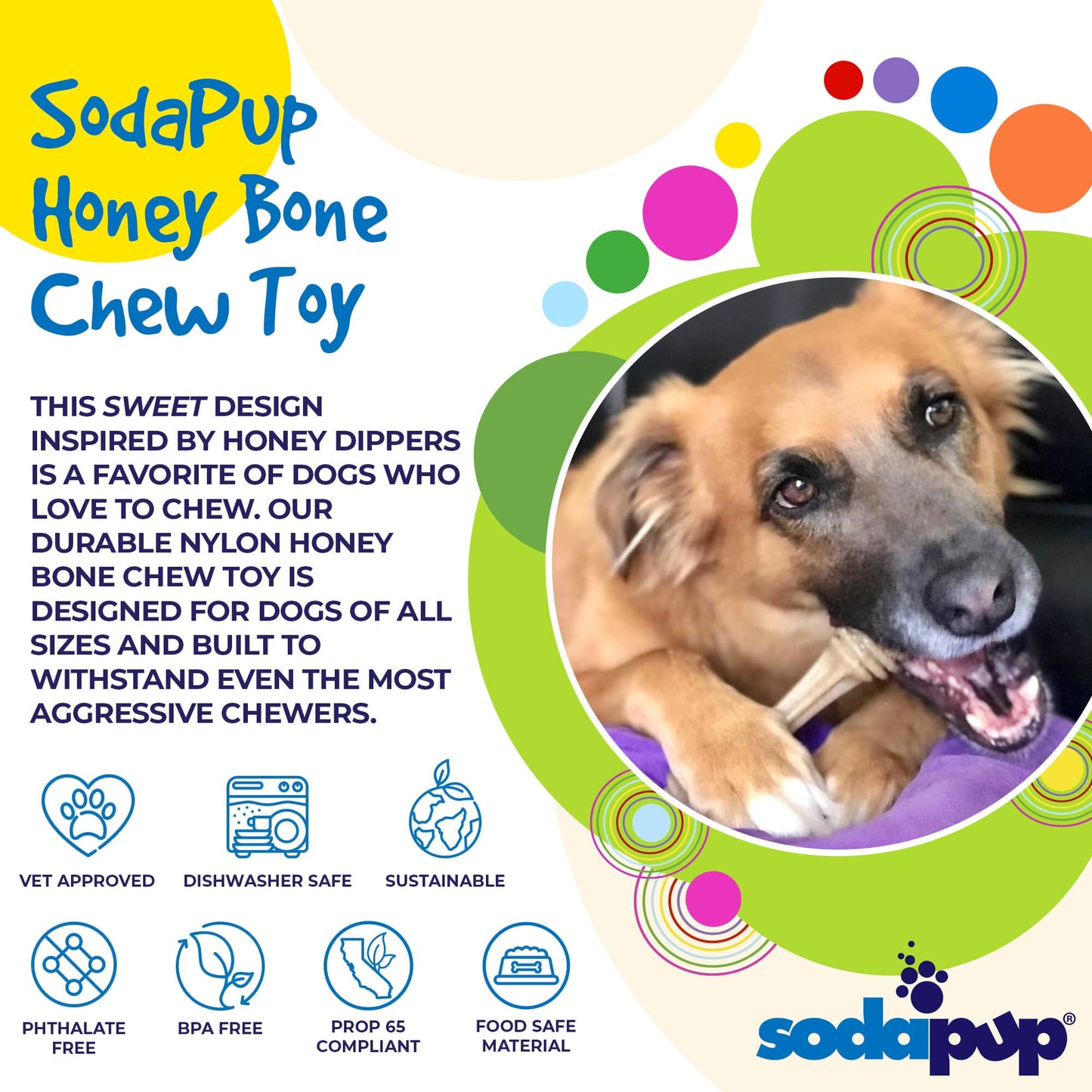 Honey Bone Nylon Chew Bone for Dogs: Small