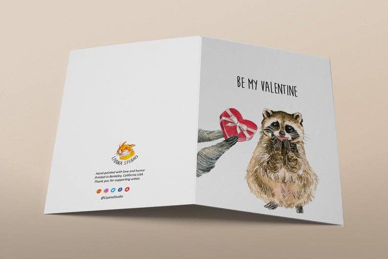 Be My Valentine Raccoon Card