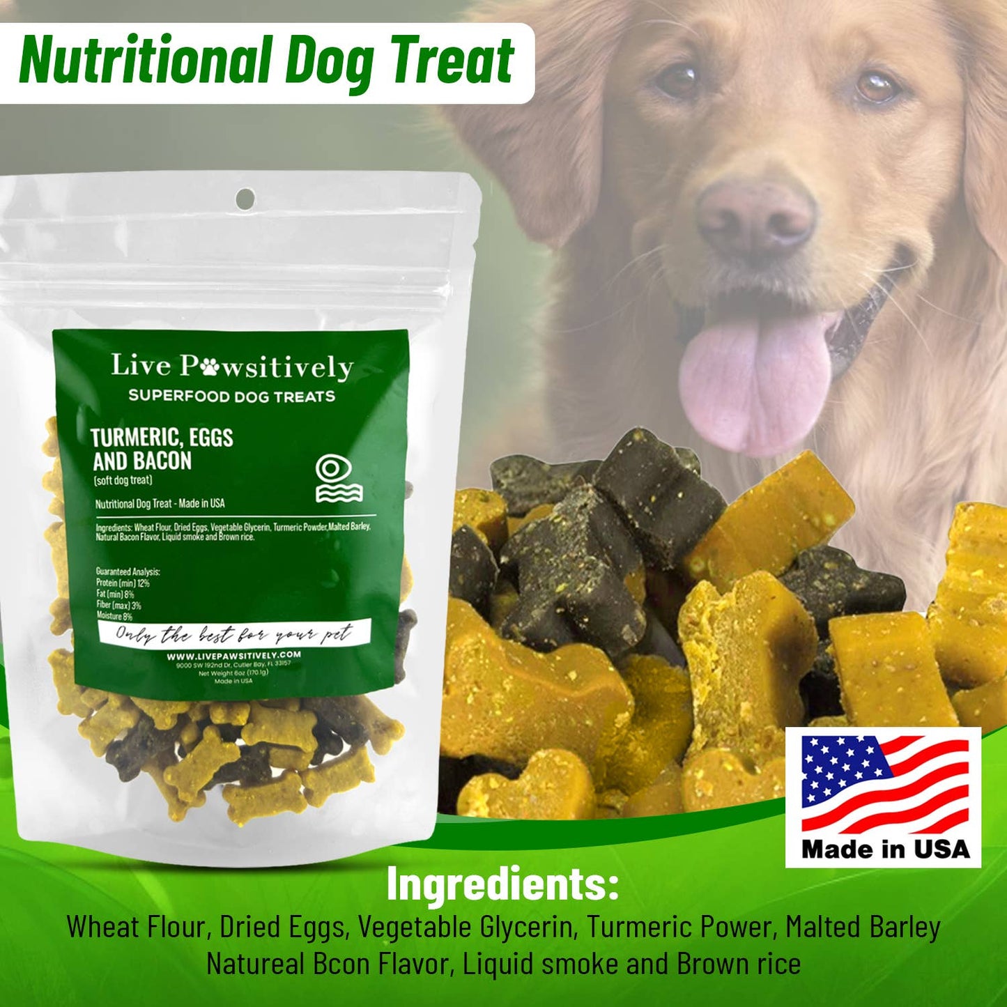 Turmeric, Eggs and Bacon (soft dog treat)