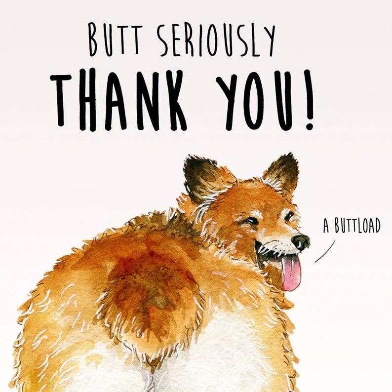 Corgi Butt Puns - Funny Thank You Card