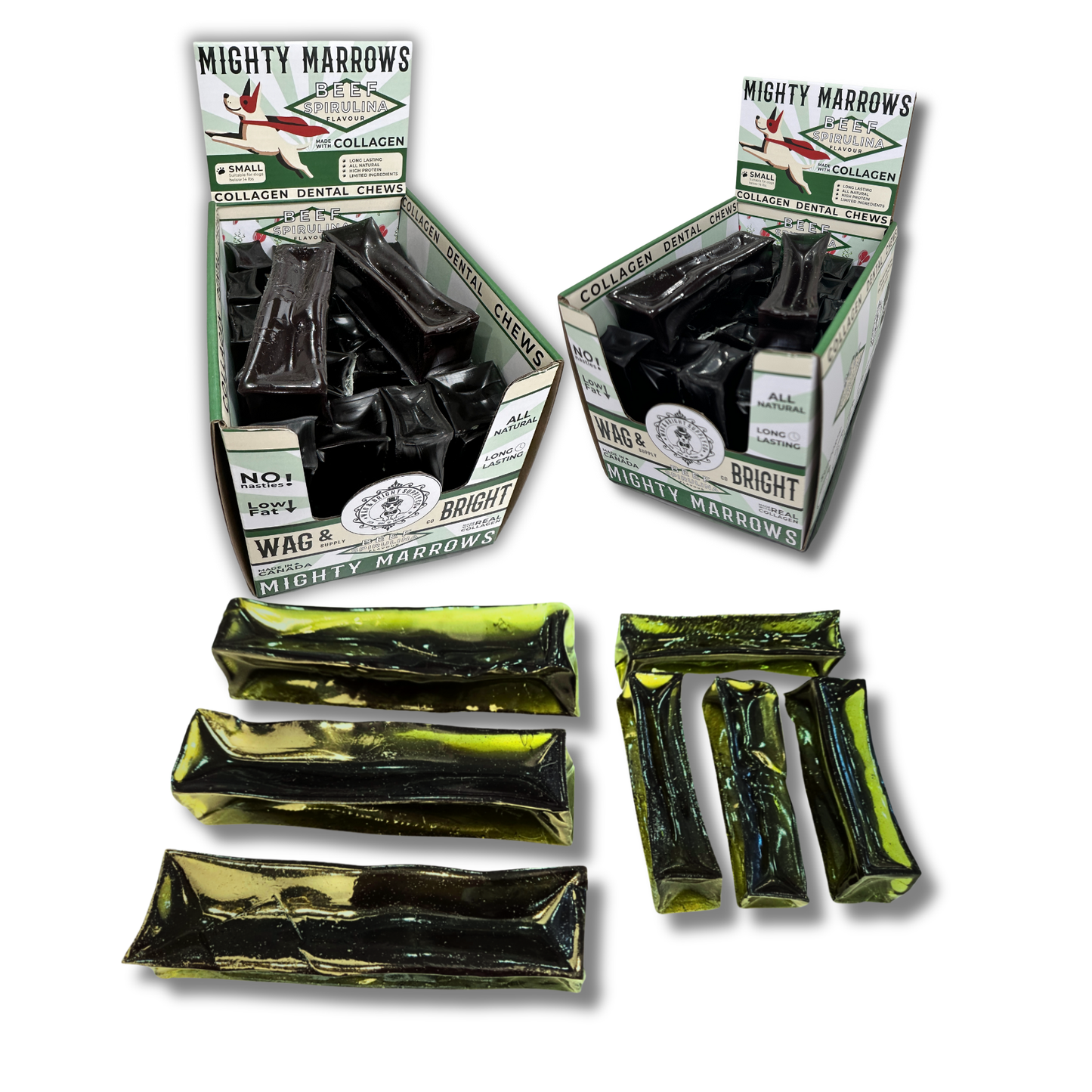 Mighty Marrows Collagen Dental Chew - Spirulina Beef
