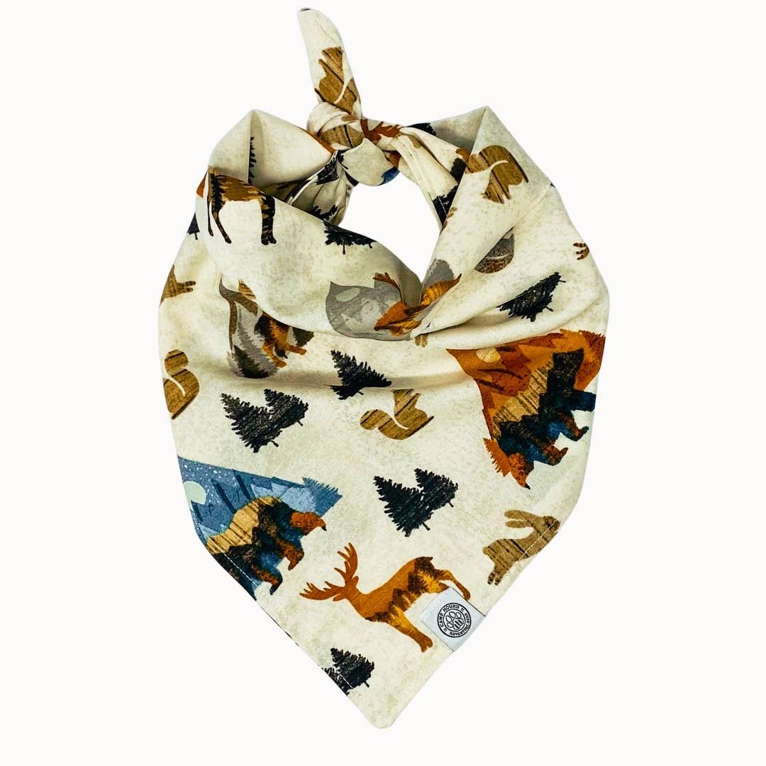 Bear Dog Bandana | Mountain Watercolor Outdoor Adventure: White / S