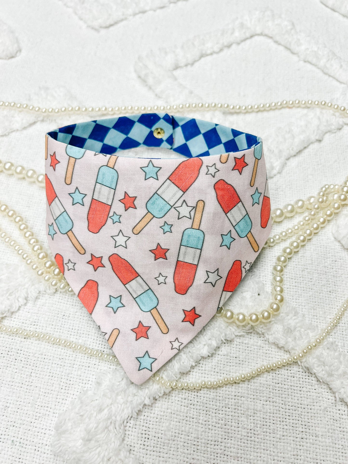 Popsicles Cotton Curved Neck Pet Bandana: L