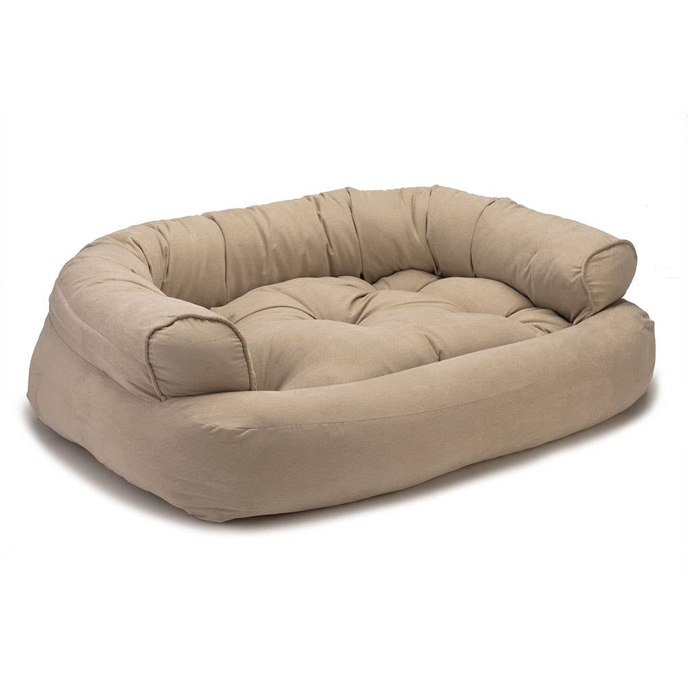 Overstuffed Luxury Dog Sofa: Camel / Large