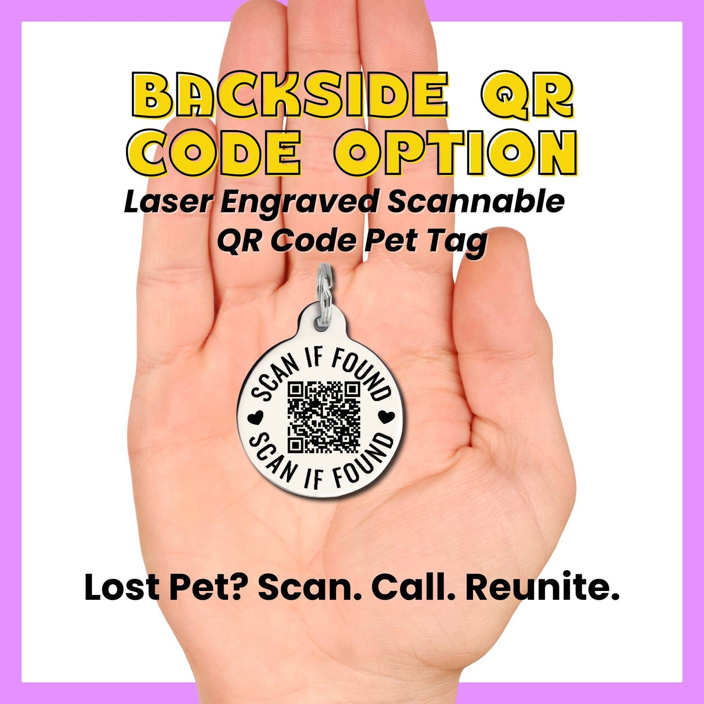 Personalized Dog Tag Scannable QR Code - Fck Those Squirrels: Large / Engraved QR Code