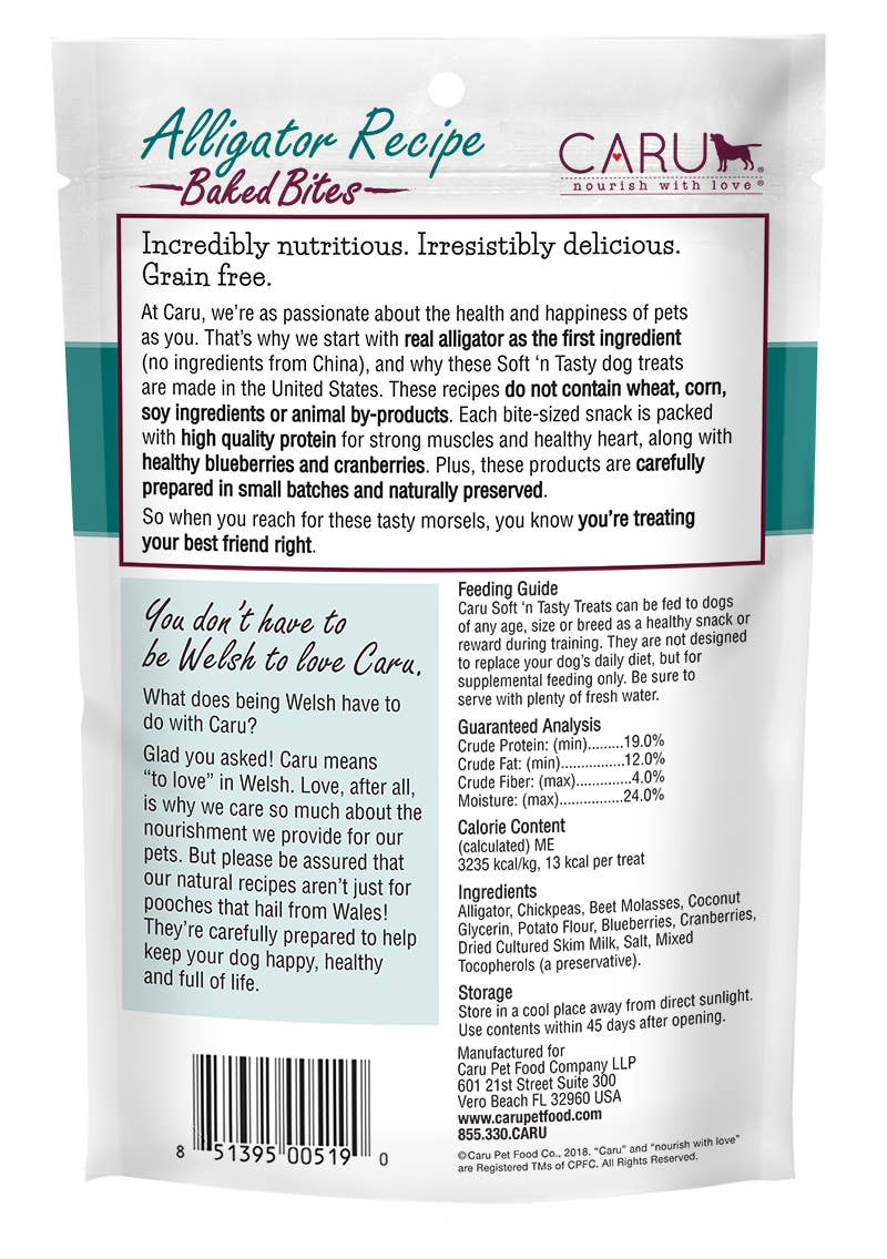 Caru Soft 'n Tasty Alligator Recipe Bites for Dogs