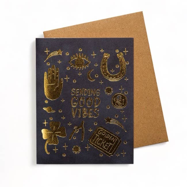 Sending Good Vibes Goldfoil Greeting Card
