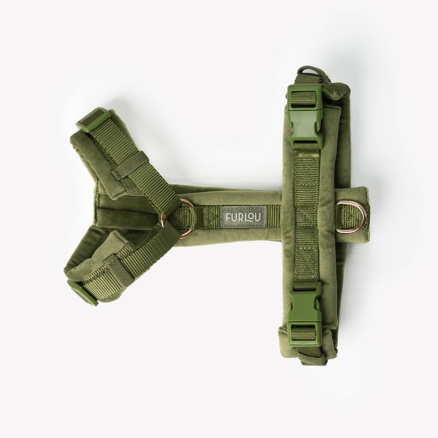 Green - Velvet Dog Harness: LARGE