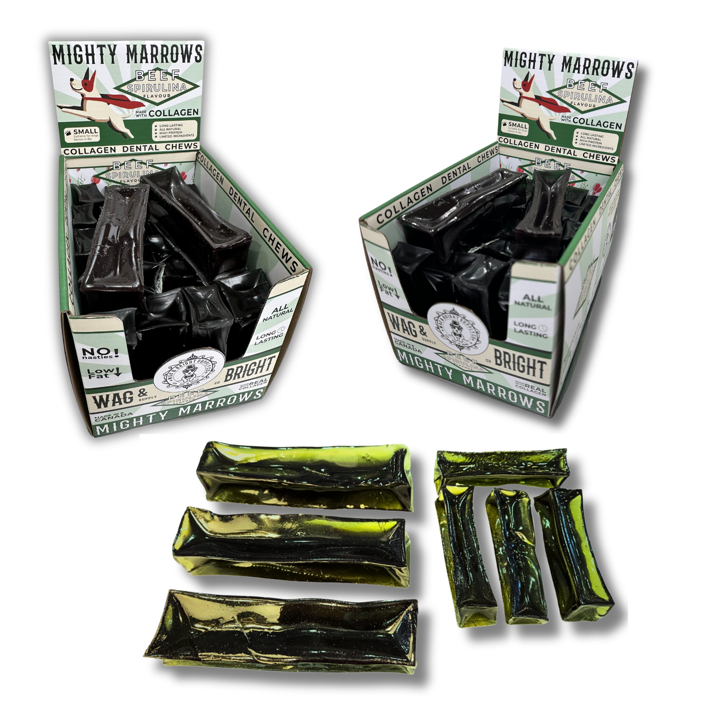 Mighty Marrows Collagen Dental Chew - Spirulina Beef