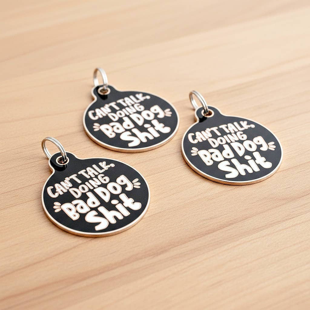 Pet ID Tag w/ Scannable Code - Bad Dog Shit