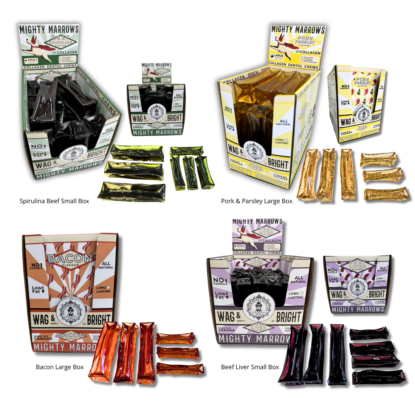 Mighty Marrows Collagen Dental Chew - Spirulina Beef
