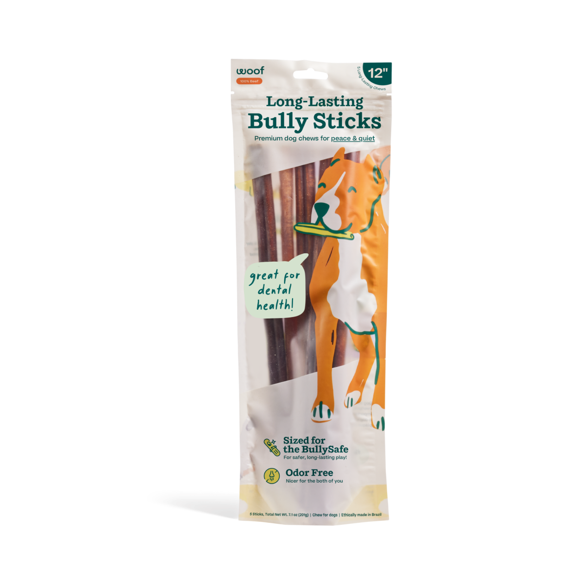 BullySafe Chews - BullySticks: Beef / 12-inch 5 pack