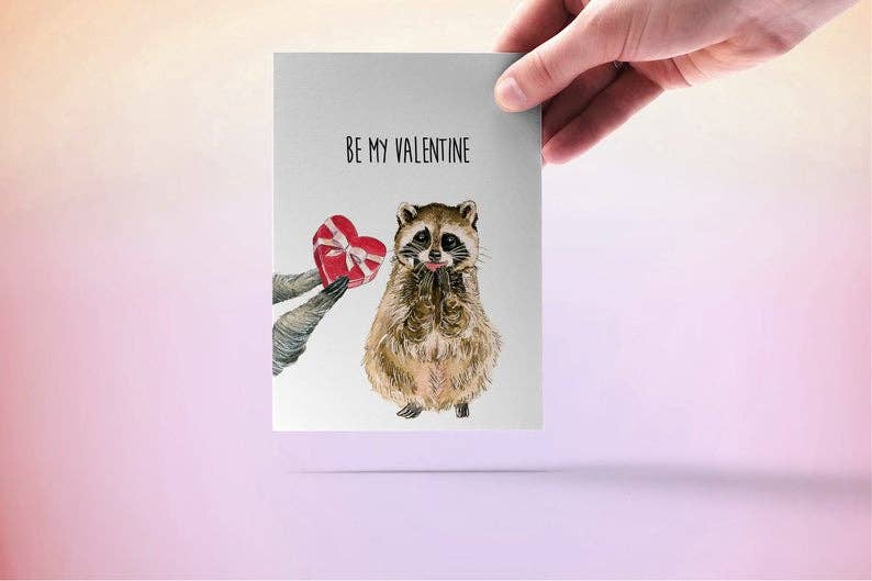Be My Valentine Raccoon Card