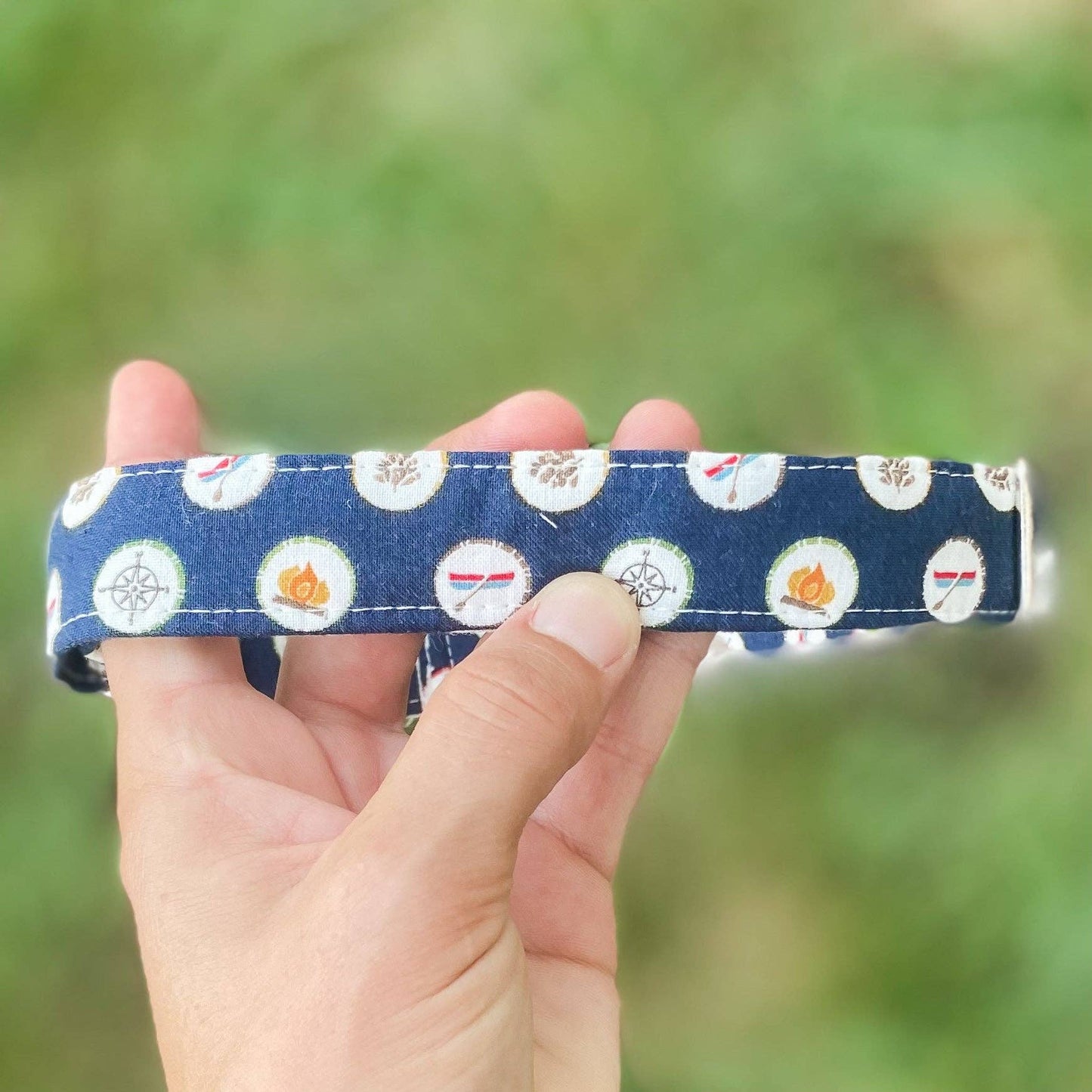 Happy camper dog collar camping icons nature hiking dog