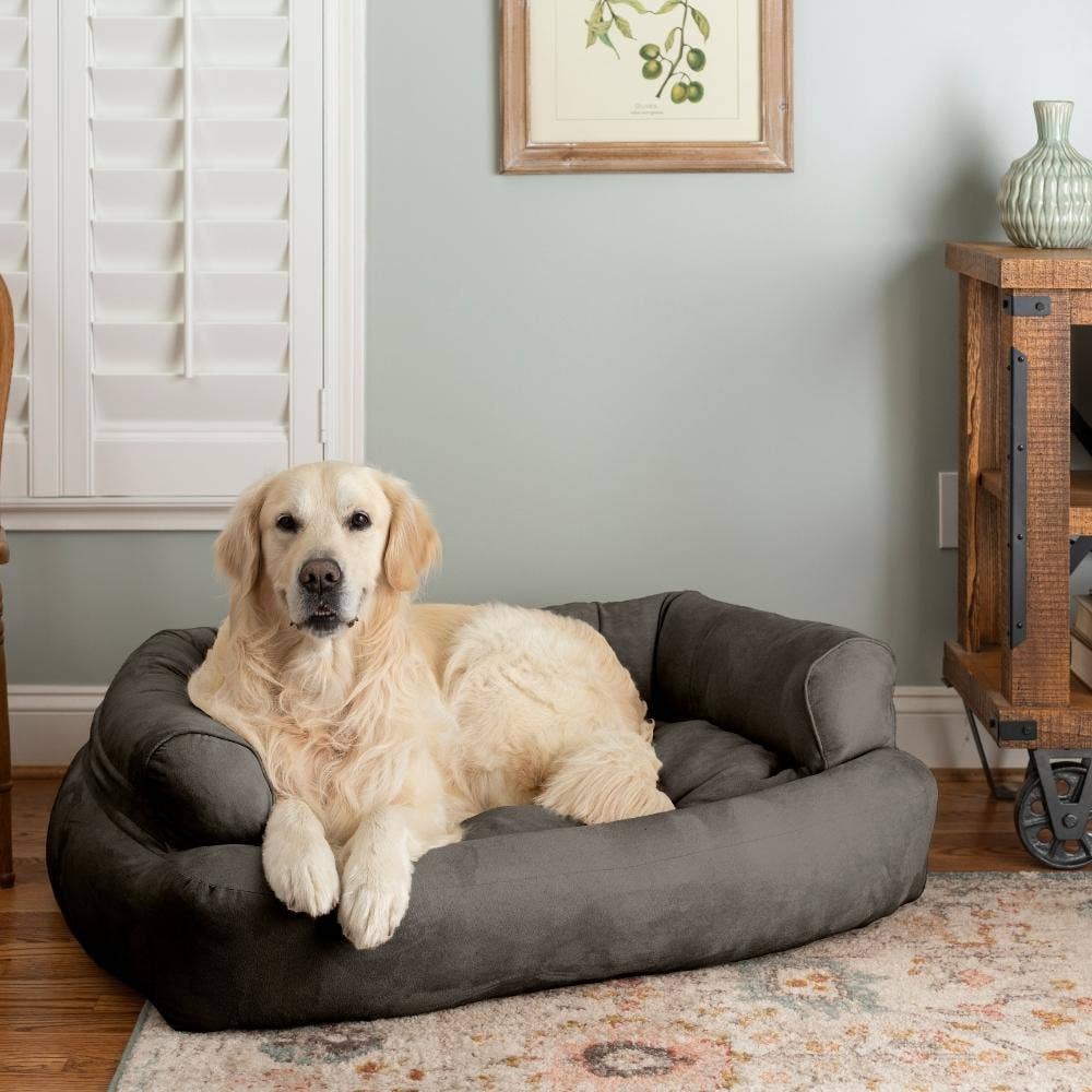 Overstuffed Luxury Dog Sofa: Camel / Large