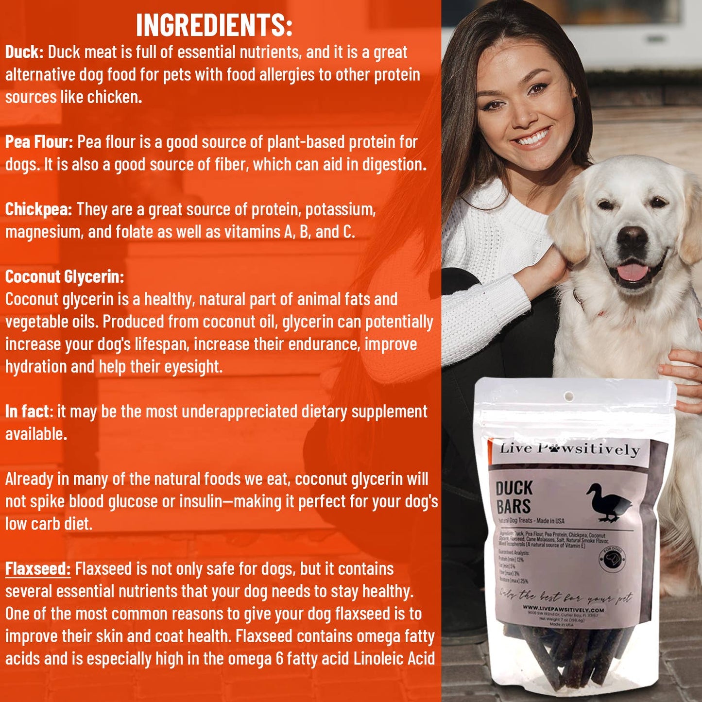 Duck Bars, Natural Limited ingredient dog treat, made in USA