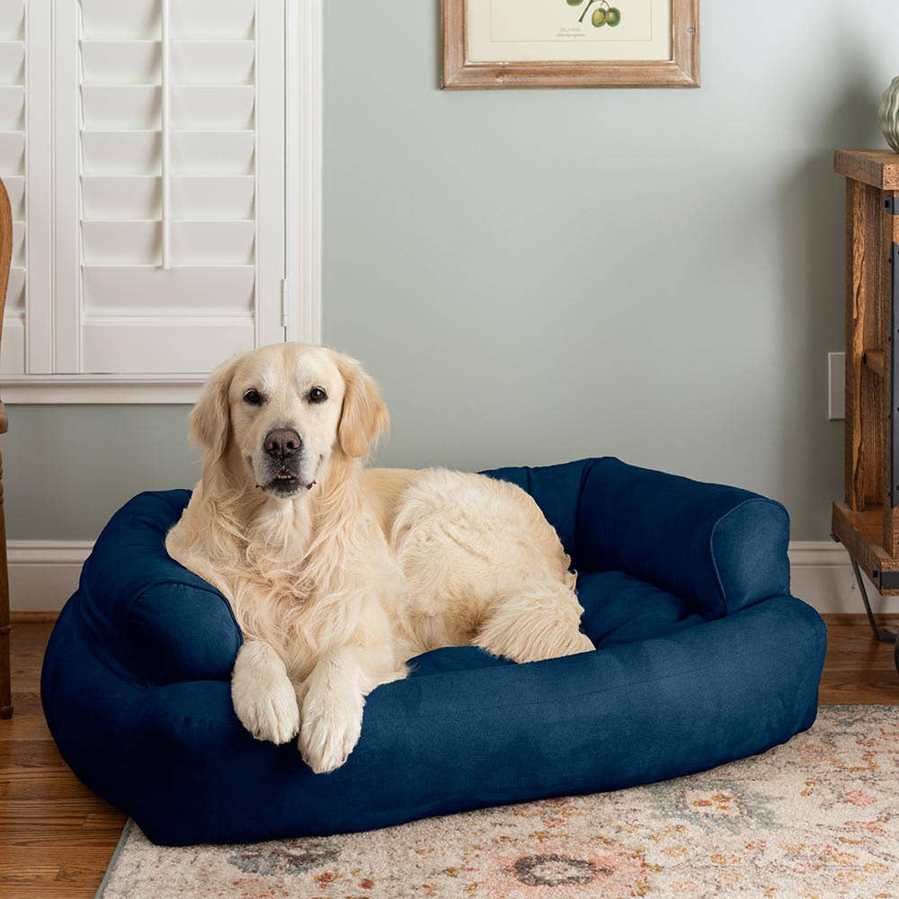 Overstuffed Luxury Dog Sofa: Camel / Large