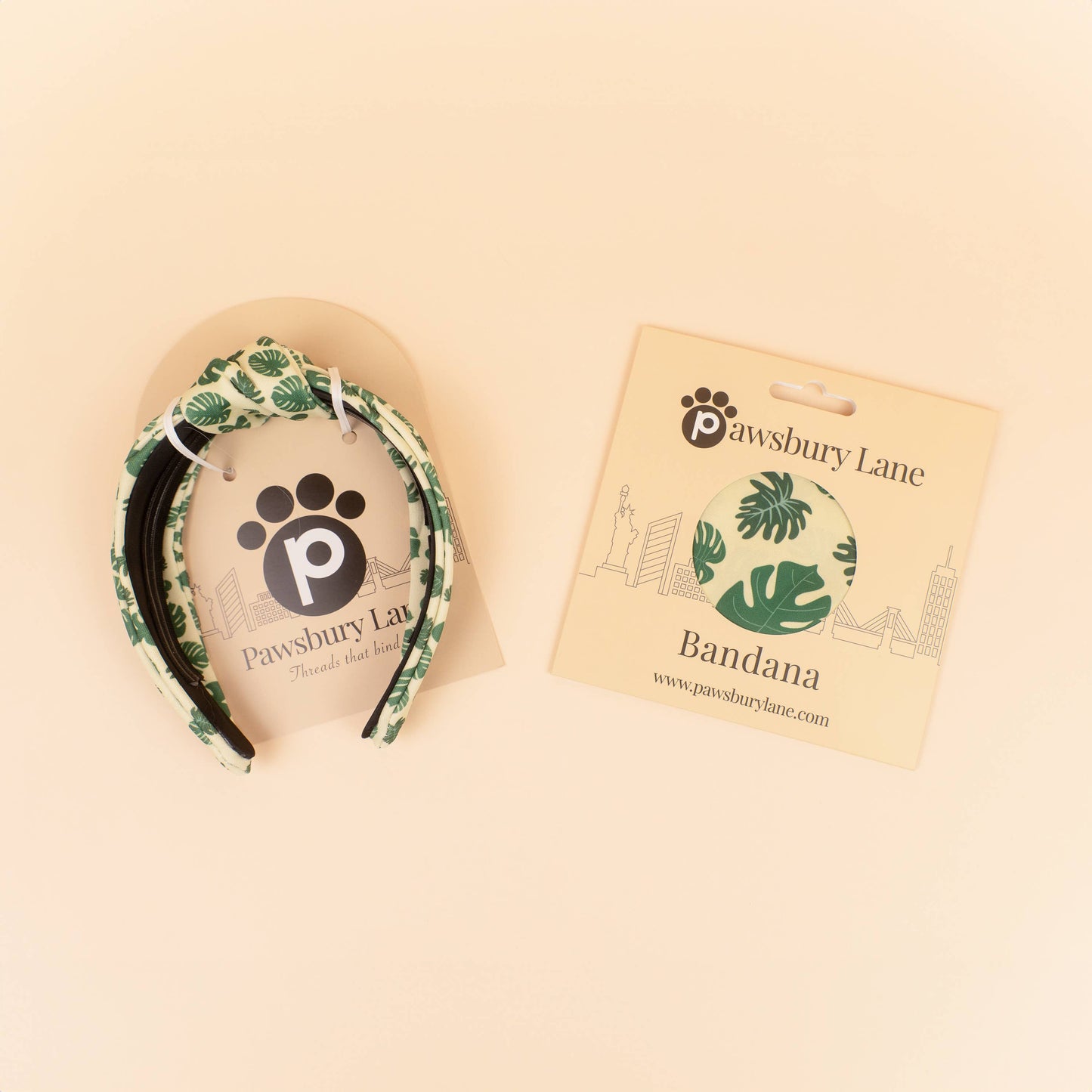 Matching Headband and Bandana - Monstera