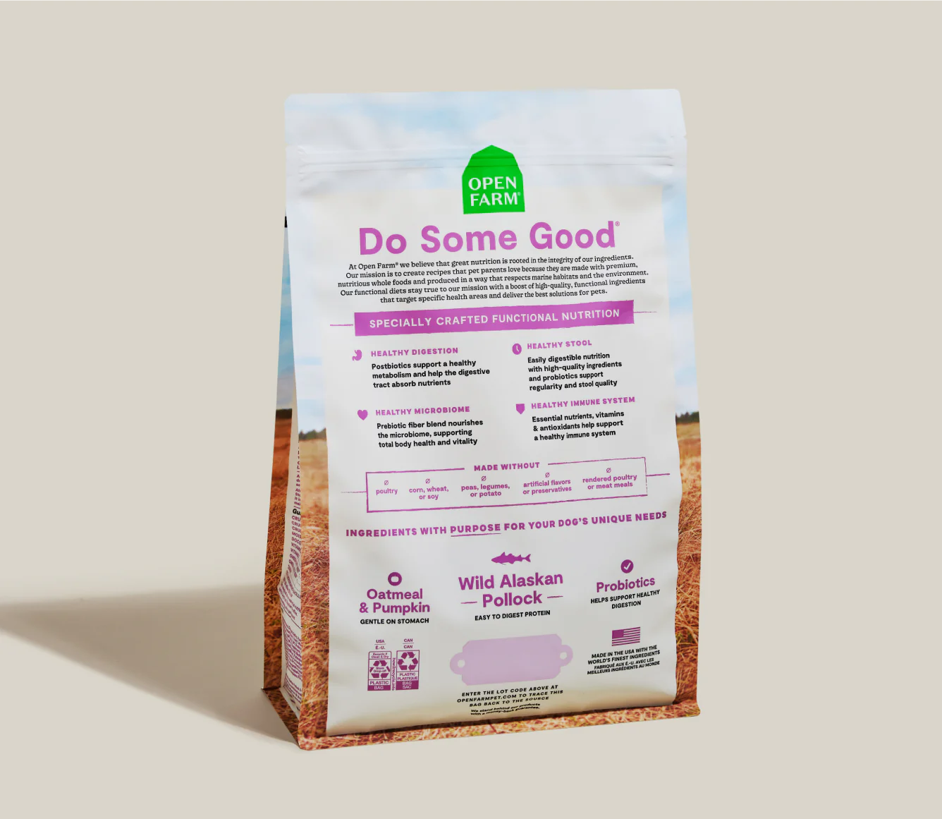 Pollock & Oatmeal Digestive Health Dog Kibble 4lb