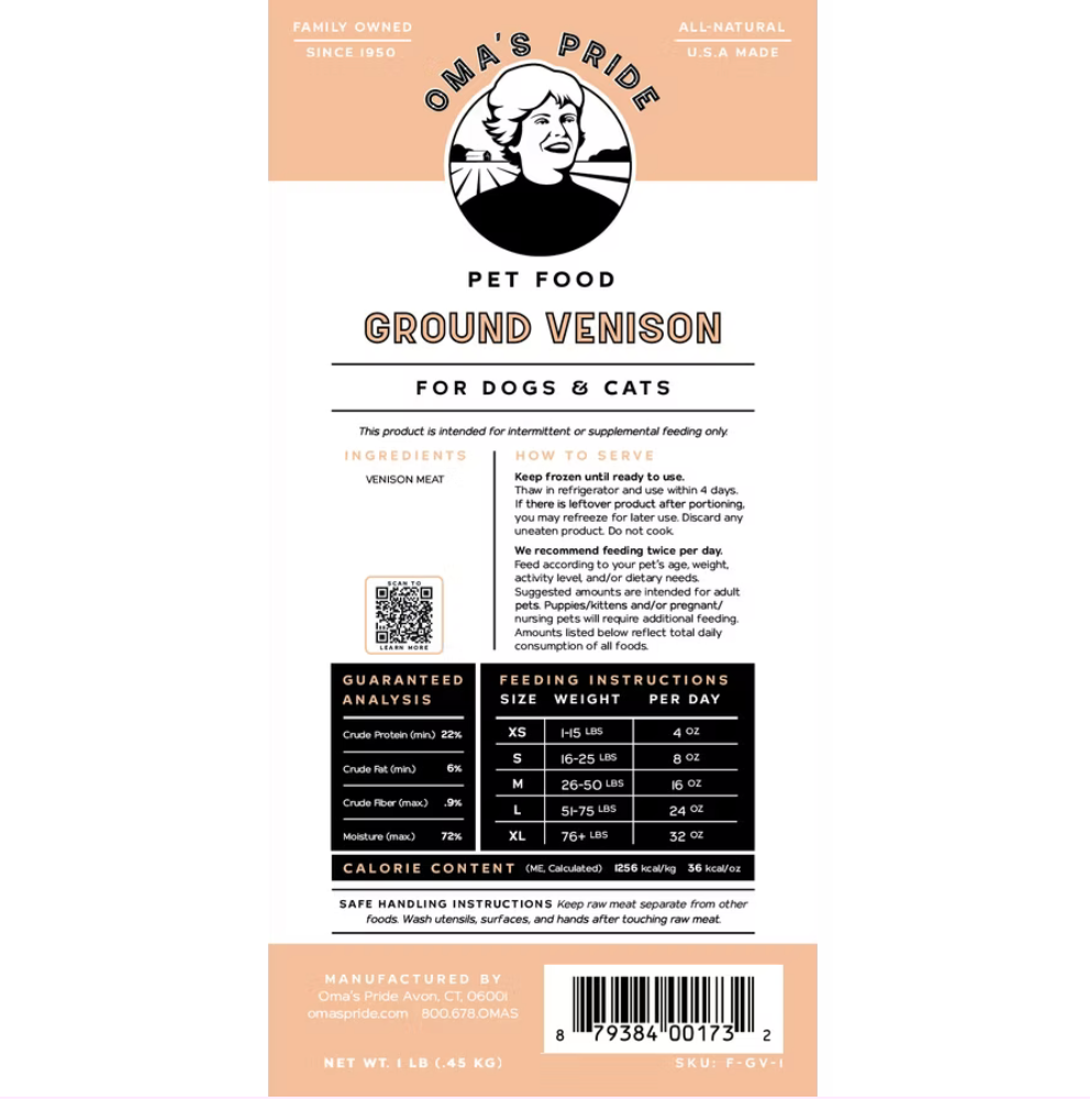 Oma's Pride Ground Venison 1 lb
