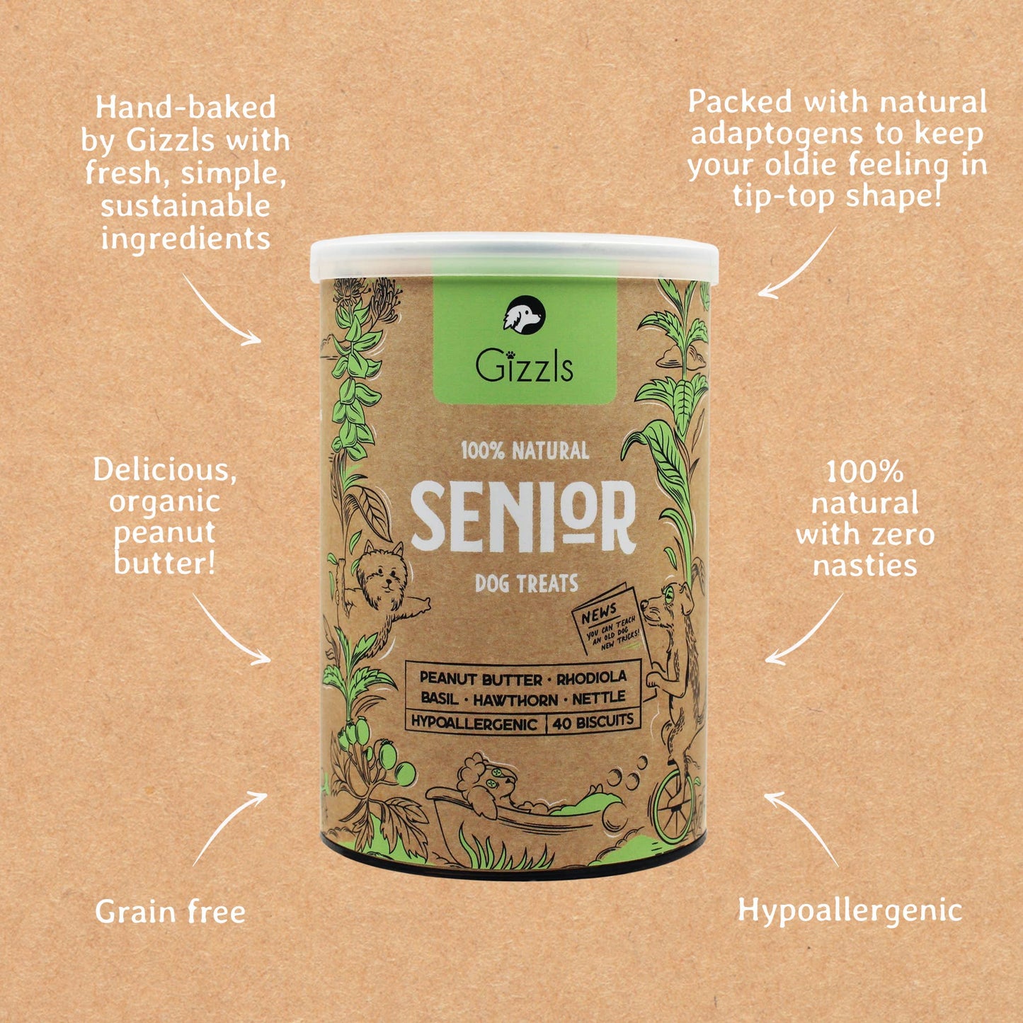 Gizzls 100% Natural Dog Treats for Seniors