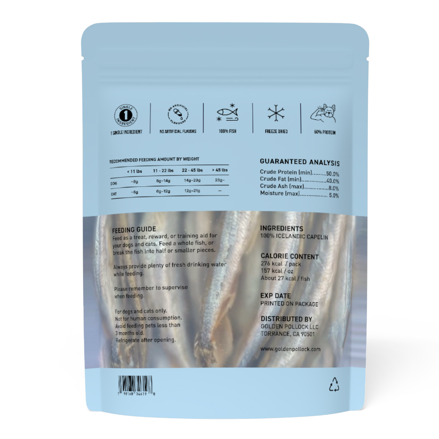 Crunchy Capelin Dog + Cat Treats