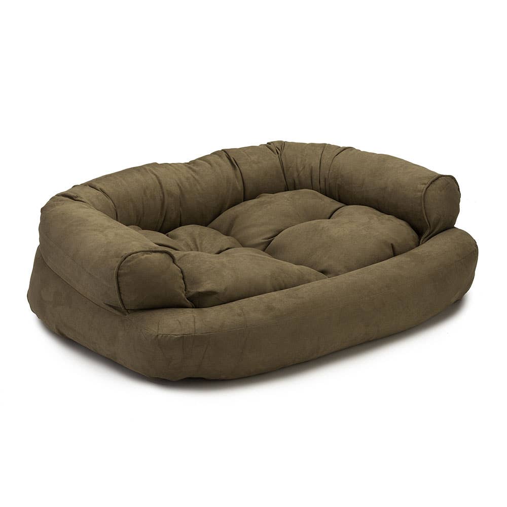 Overstuffed Luxury Dog Sofa: Camel / Large