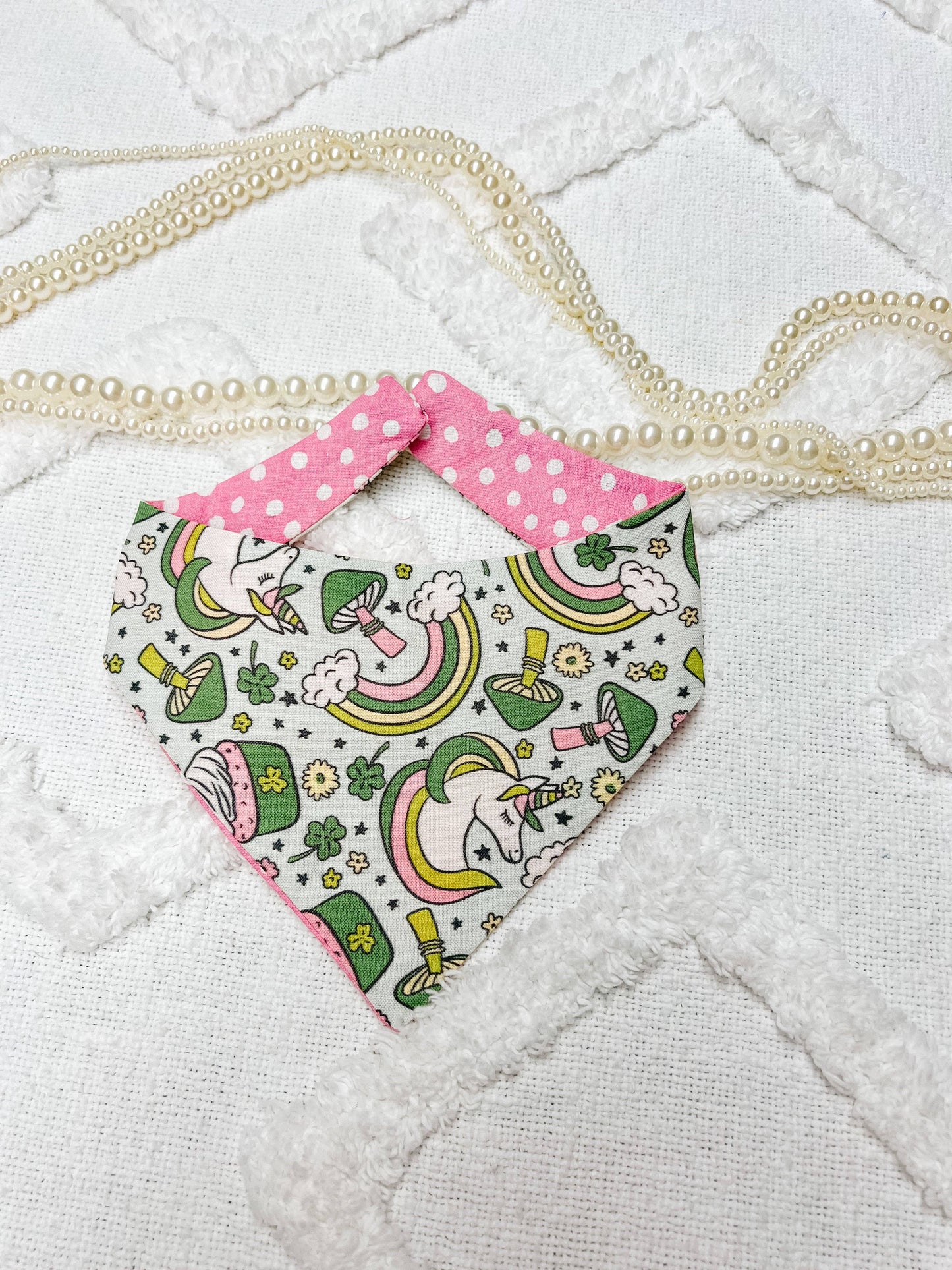 Unicorn Magic Cotton Curved Neck Dog Bandana, Reversible: L