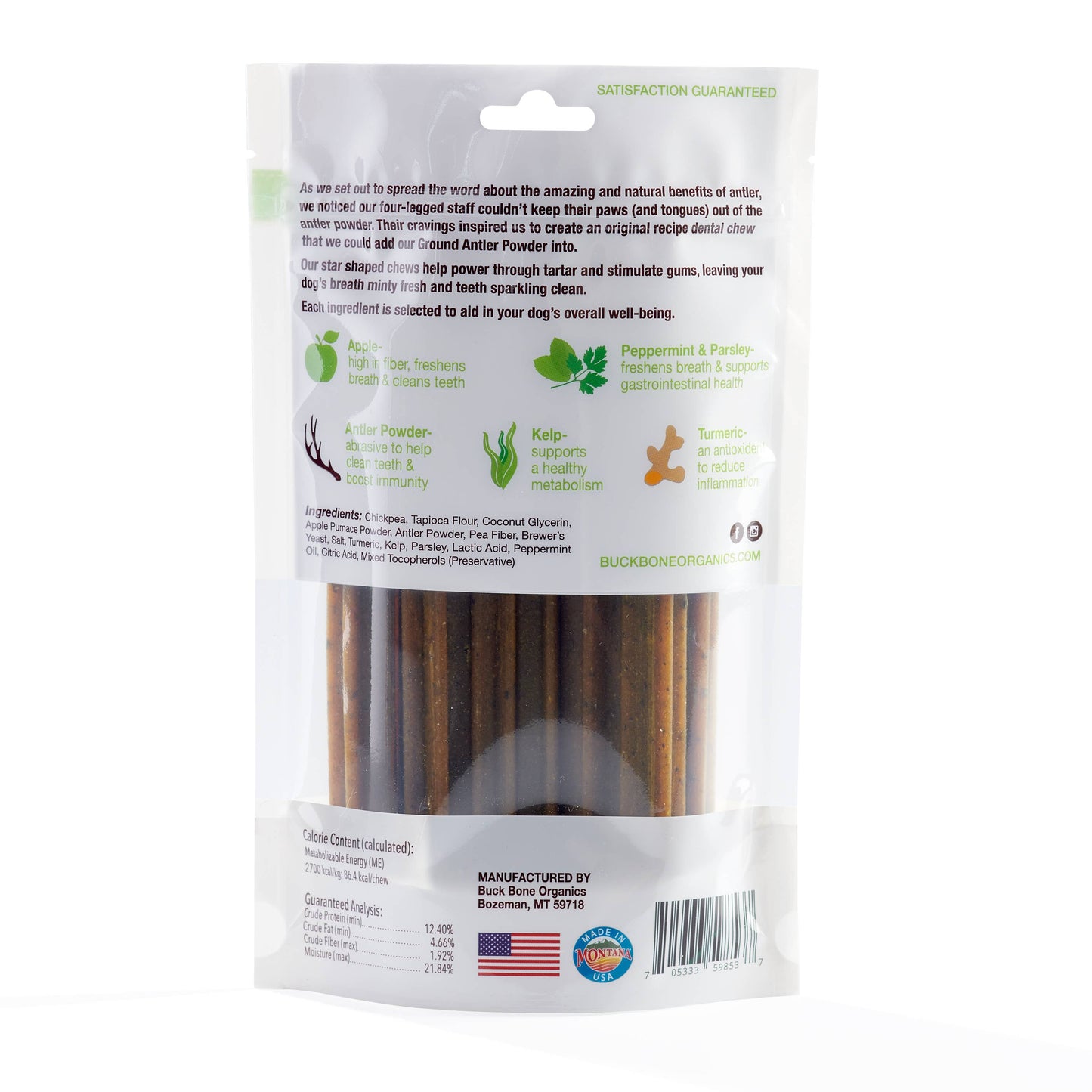 Grain Free Dental Chews 24 Pack, made with Antler Powder