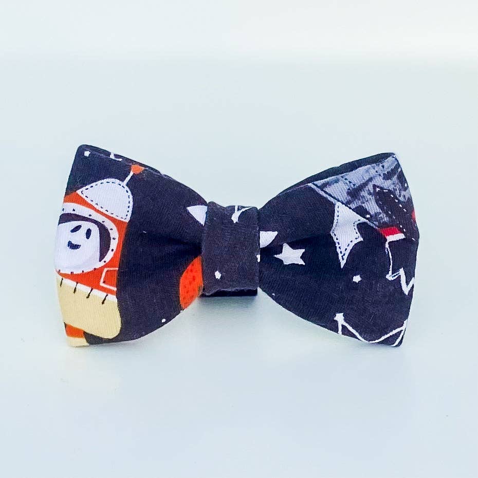 Spooks in space glow in the dark Halloween dog bow accessory: Collar attachment