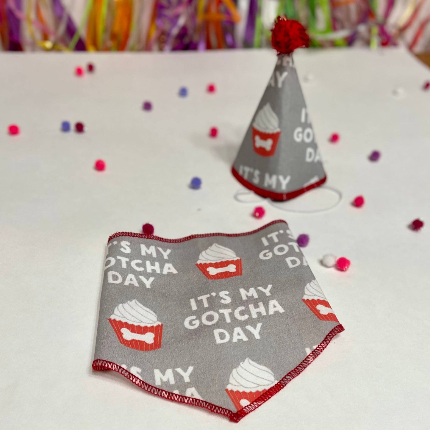 Scarlet and gray buckeye gotcha day rescue dog bandana