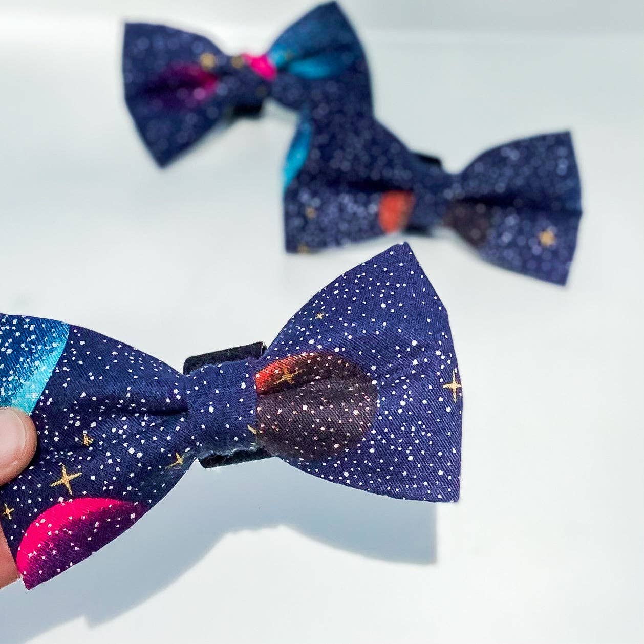 Galaxy moons and stars solar system dog bow: Collar attachment