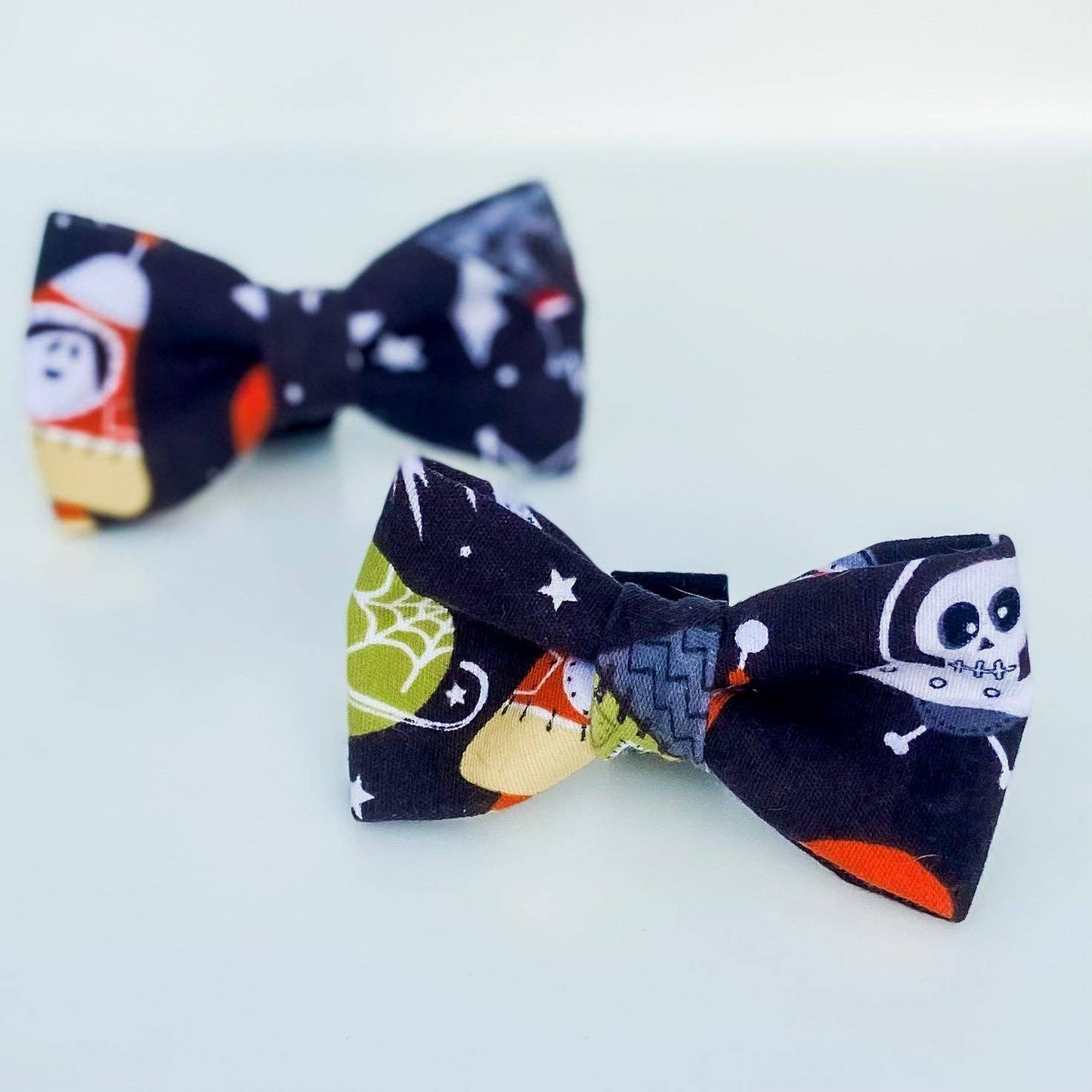 Spooks in space glow in the dark Halloween dog bow accessory: Collar attachment