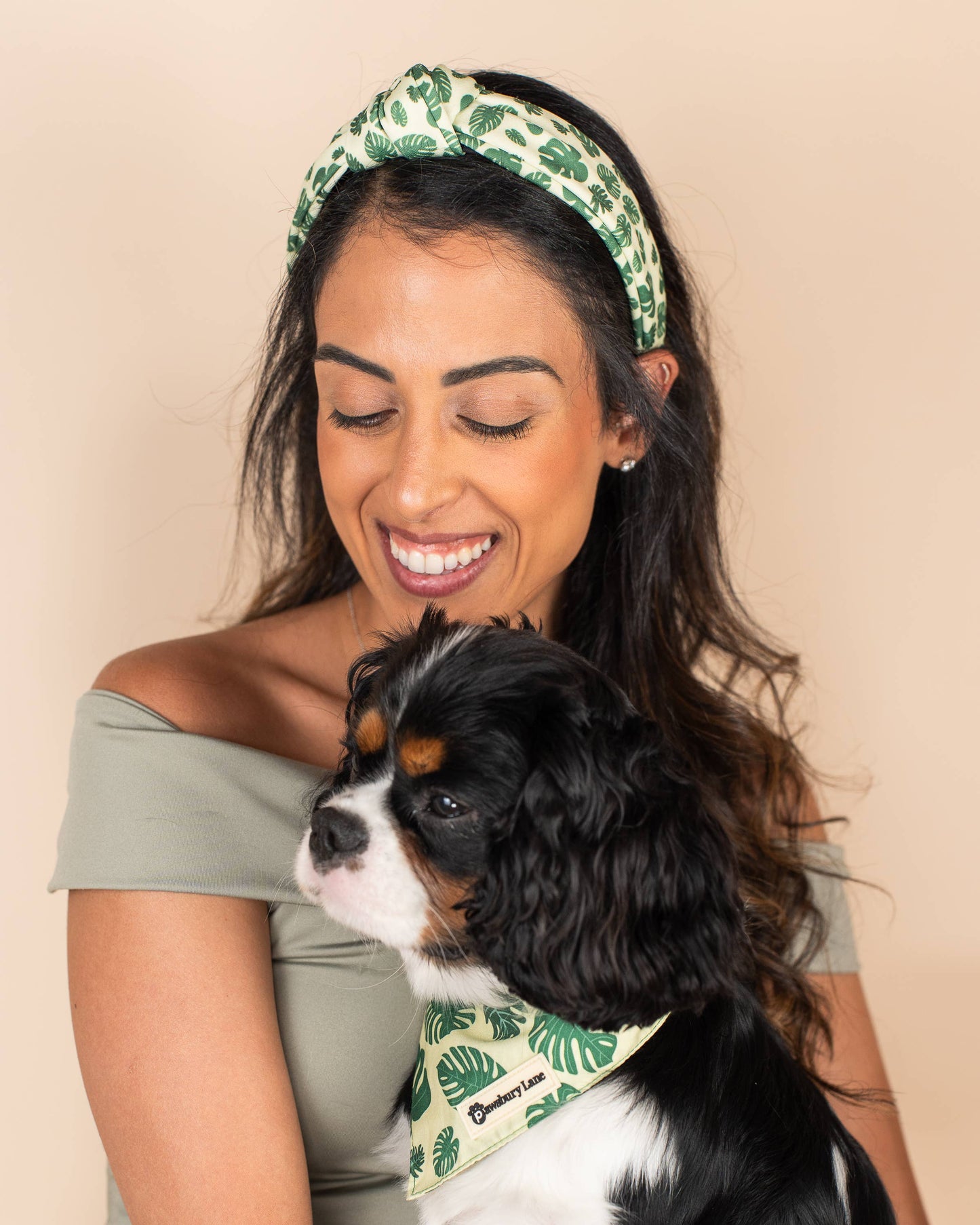 Matching Headband and Bandana - Monstera