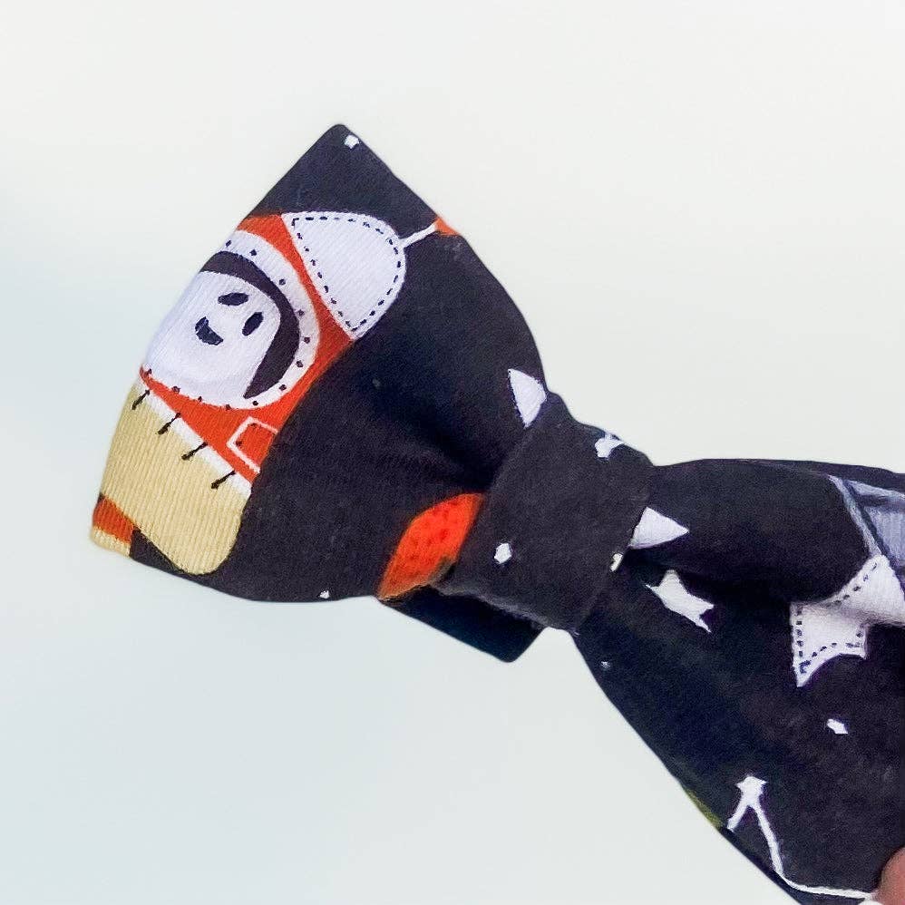 Spooks in space glow in the dark Halloween dog bow accessory: Collar attachment