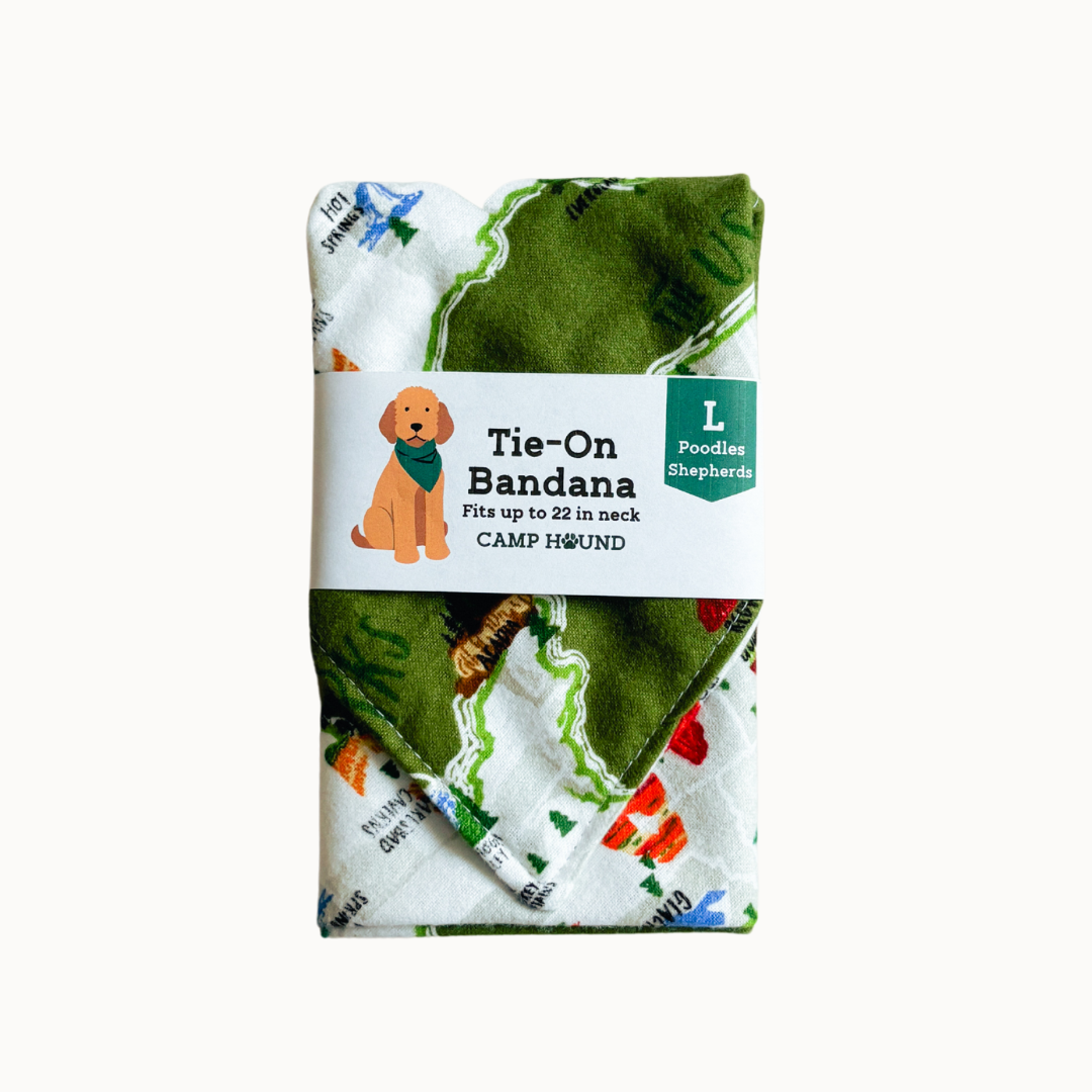 Parker Dog Bandana | National Parks Camping Adventure Scarf: Green / L