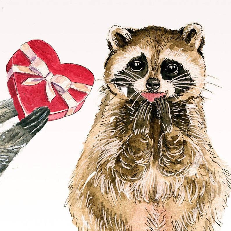 Be My Valentine Raccoon Card