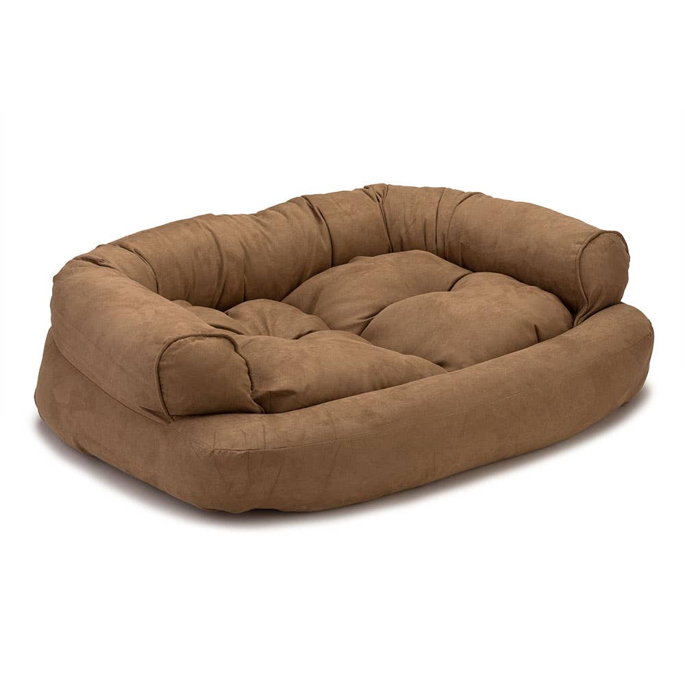 Overstuffed Luxury Dog Sofa: Camel / Large