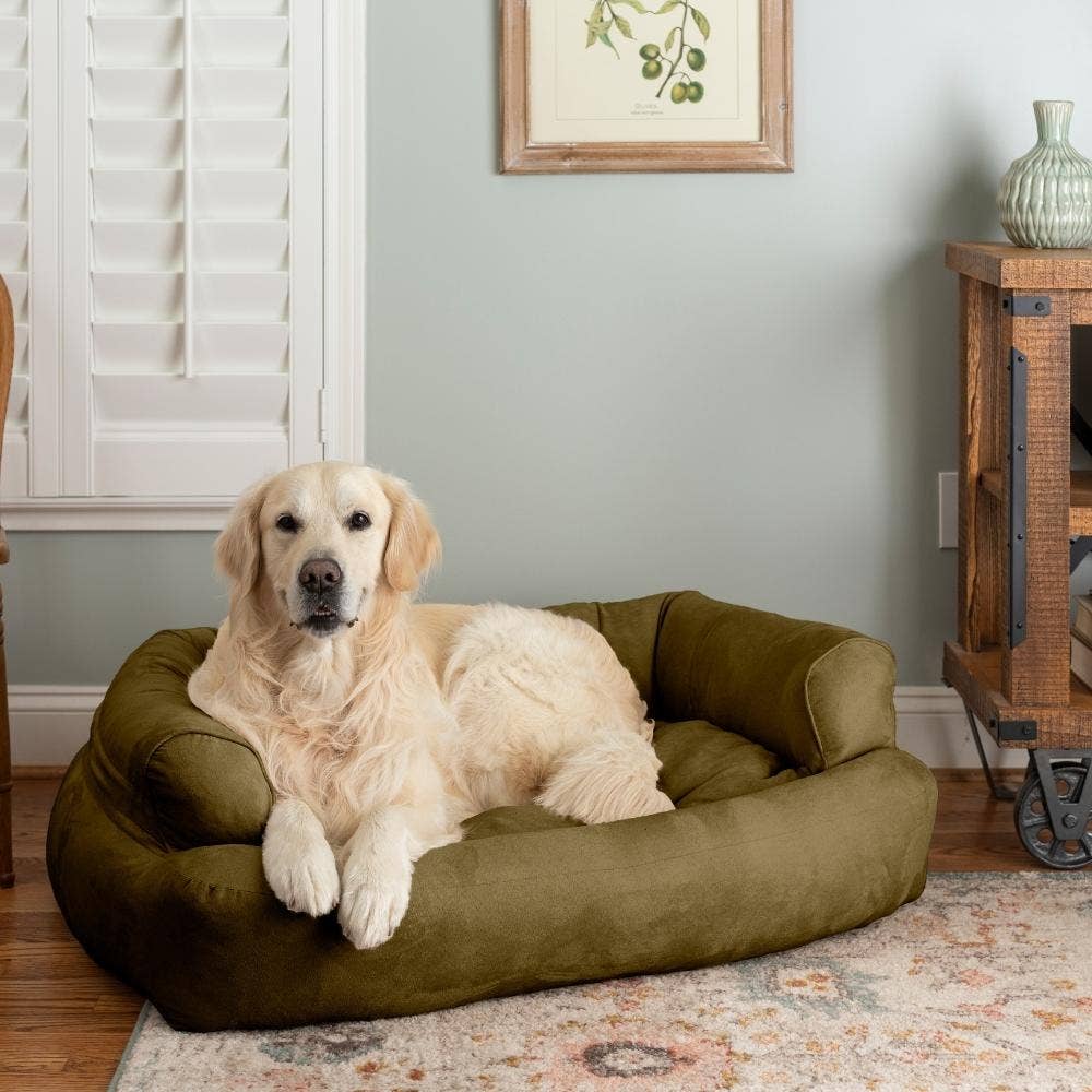 Overstuffed Luxury Dog Sofa: Camel / Large