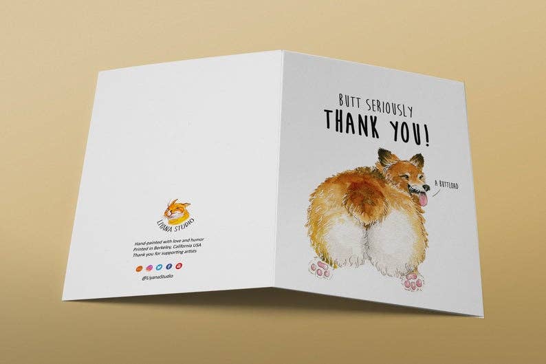 Corgi Butt Puns - Funny Thank You Card