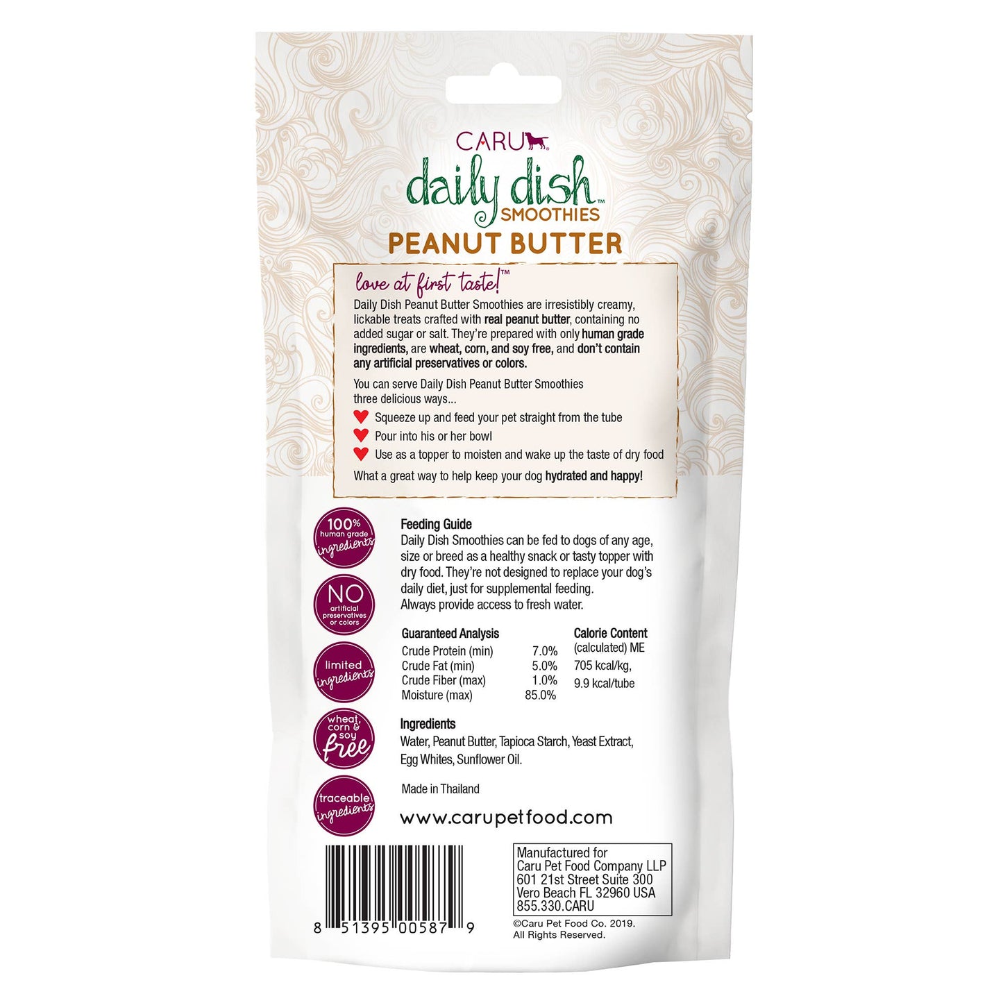 Caru Daily Dish Smoothie Lickable Treat for Dogs - PB