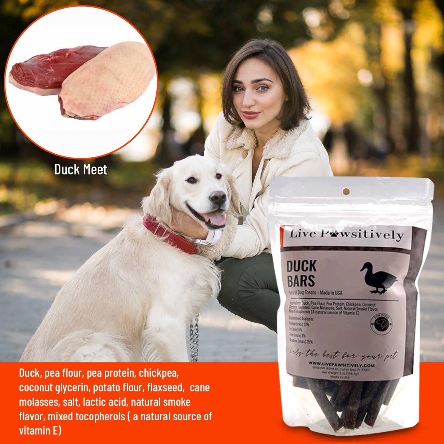 Duck Bars, Natural Limited ingredient dog treat, made in USA