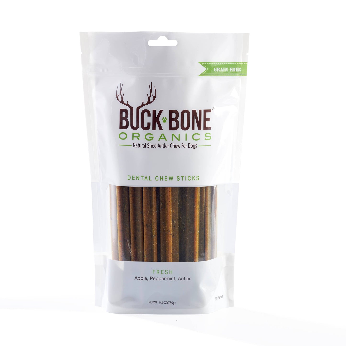 Grain Free Dental Chews 24 Pack, made with Antler Powder