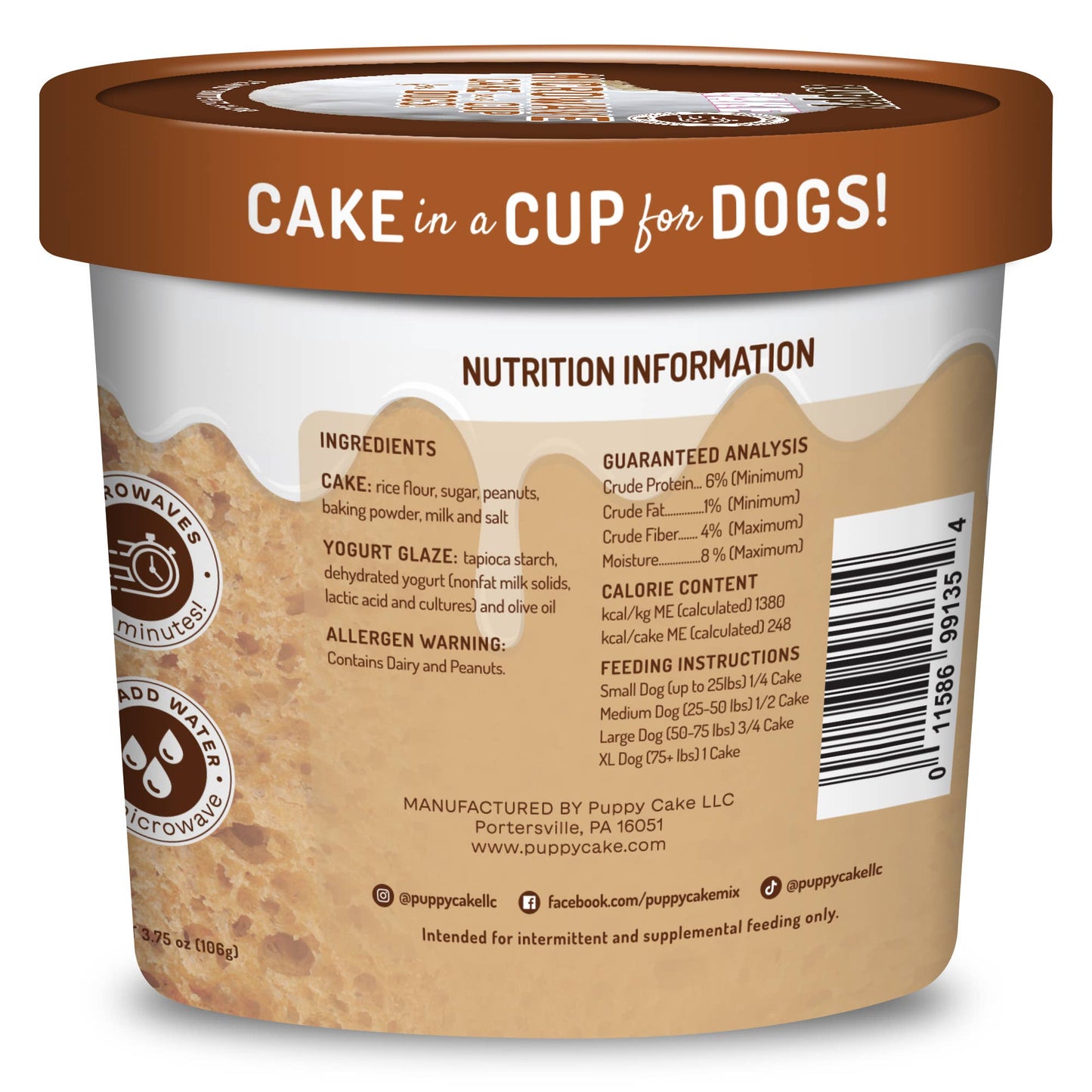 Cuppy Cake - Microwave Dog Birthday Cake in A Cup - Peanut