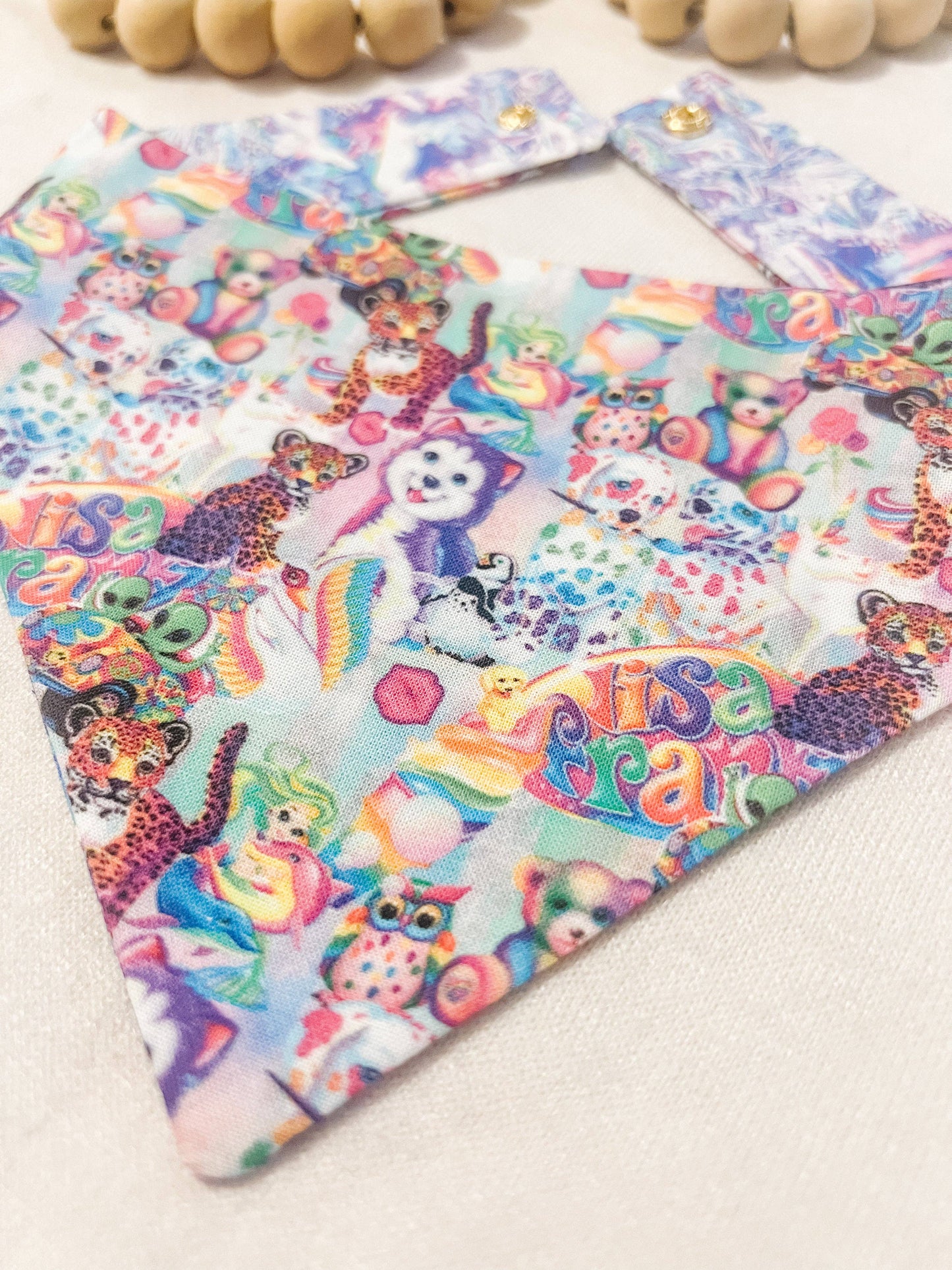 Retro 90s Cotton Curved Neck Dog Bandana – Snap-On Style XL