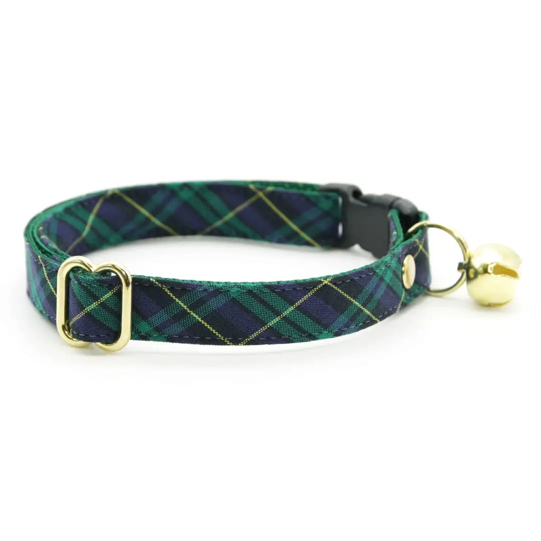 Hunter Green/Blue Plaid Cat Collar