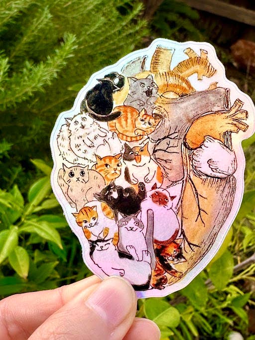 Cats In My Heart Holographic Vinyl Sticker