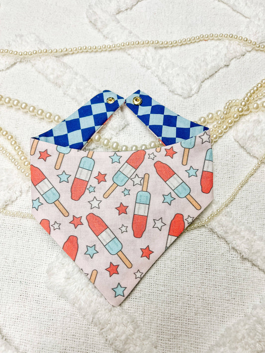 Popsicles Cotton Curved Neck Pet Bandana: L