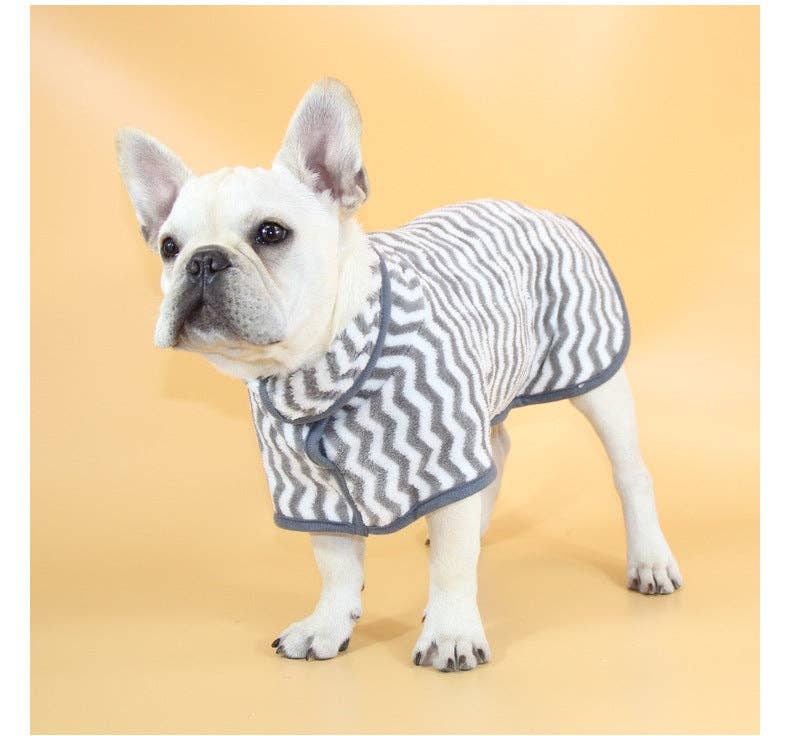 Ozzie - Dog Drying Bathrobe Stripe Print